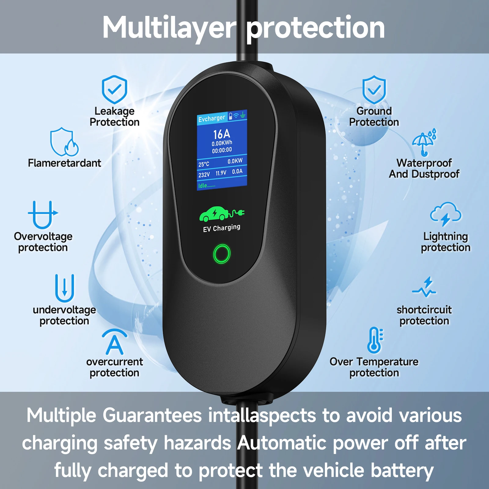Puppyfc 3.6KW/7KW/11KW Portabl - đánh giá và giá Type 2 Portable Ev Charger 11Kw Cee