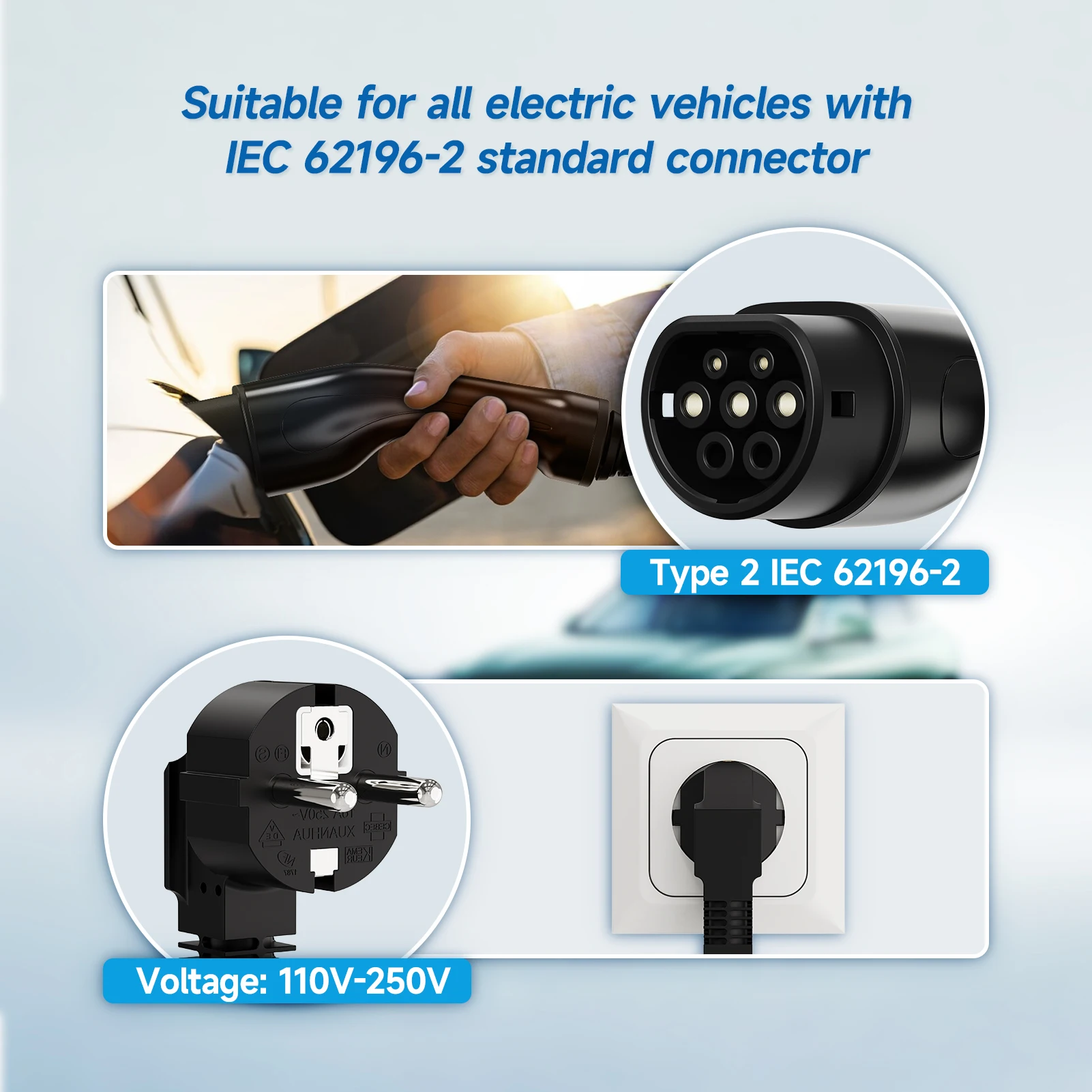 Puppyfc 3.6KW/7KW/11KW Portabl - đánh giá và giá Type 2 Portable Ev Charger 11Kw Cee